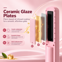 2-in-1 Wireless Hair Straightener & Curler | LCD Display | Ceramic Plates | Negative Ion | Type-C