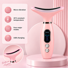 Neck & Face Vibration Massager with Heat & Color Light Therapy