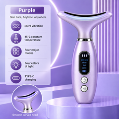 Neck & Face Vibration Massager with Heat & Color Light Therapy