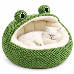 Frog Shape Pet Bed Cave | Plush Dog & Cat Nest