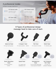 A detailed side view of the D5 Pro Deep Tissue Massager featuring a round foam head and a comfortable grip handle.