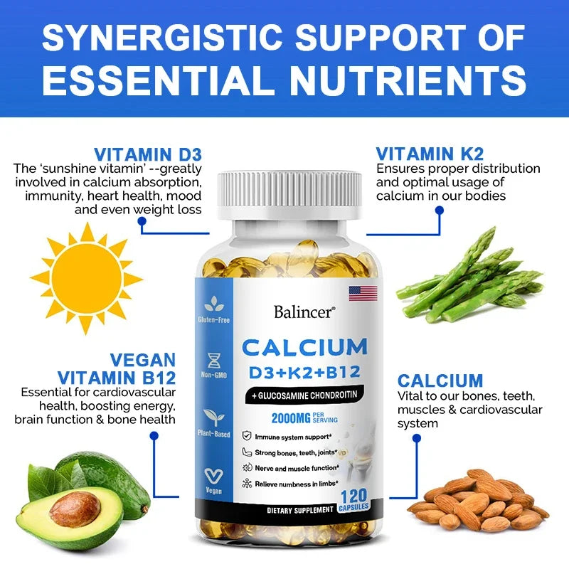 Calcium + D3 + K2 + B12 Capsules Entige