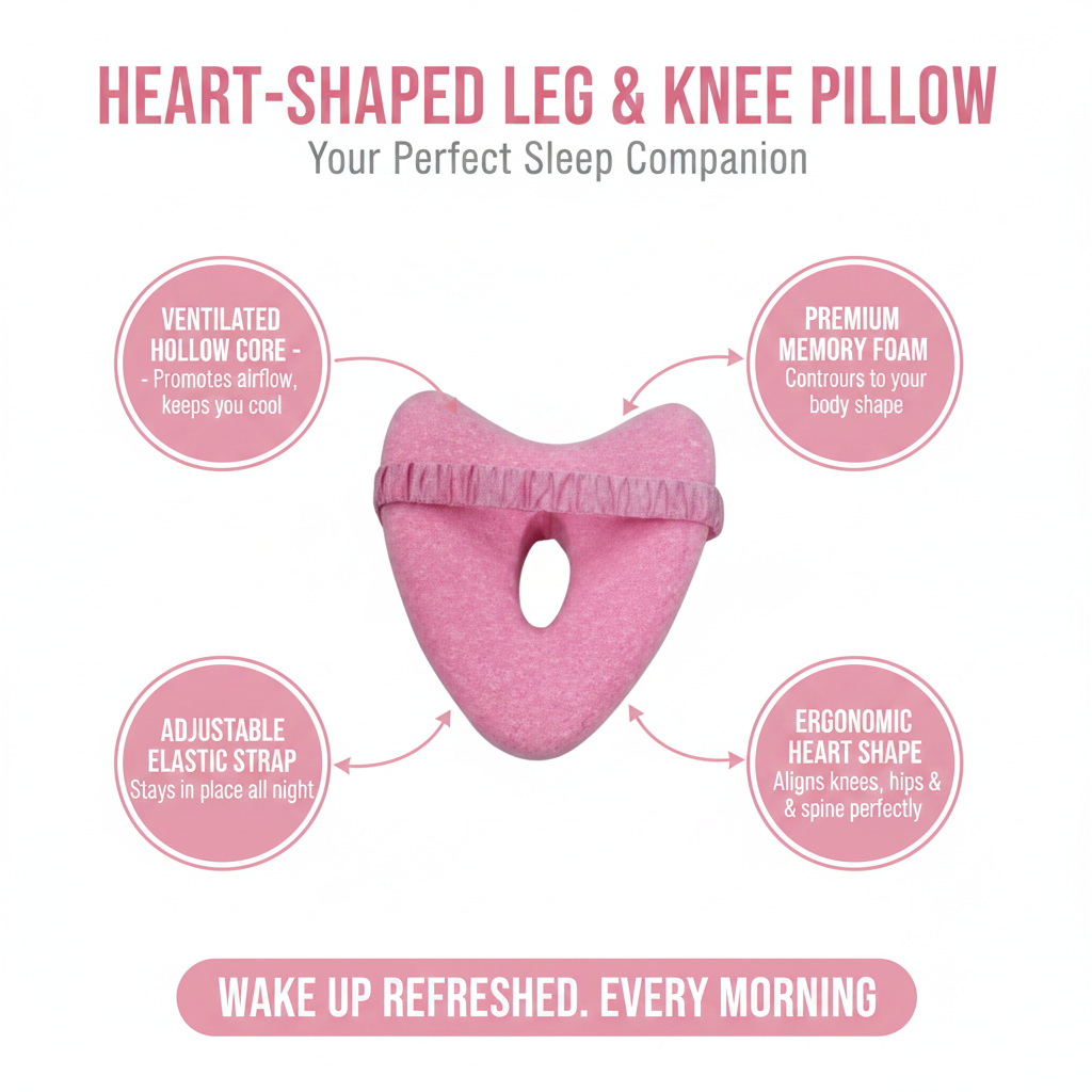 Heart-Shaped Leg Pillow Feature Infographic