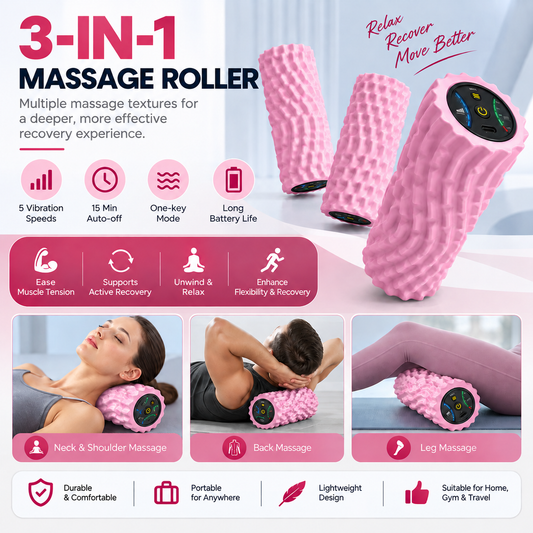 Electric Vibrating Foam Roller | 5-Speed Vibration | Deep Muscle Massage | USB Rechargeable