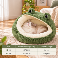 Frog Shape Pet Bed Cave | Plush Dog & Cat Nest