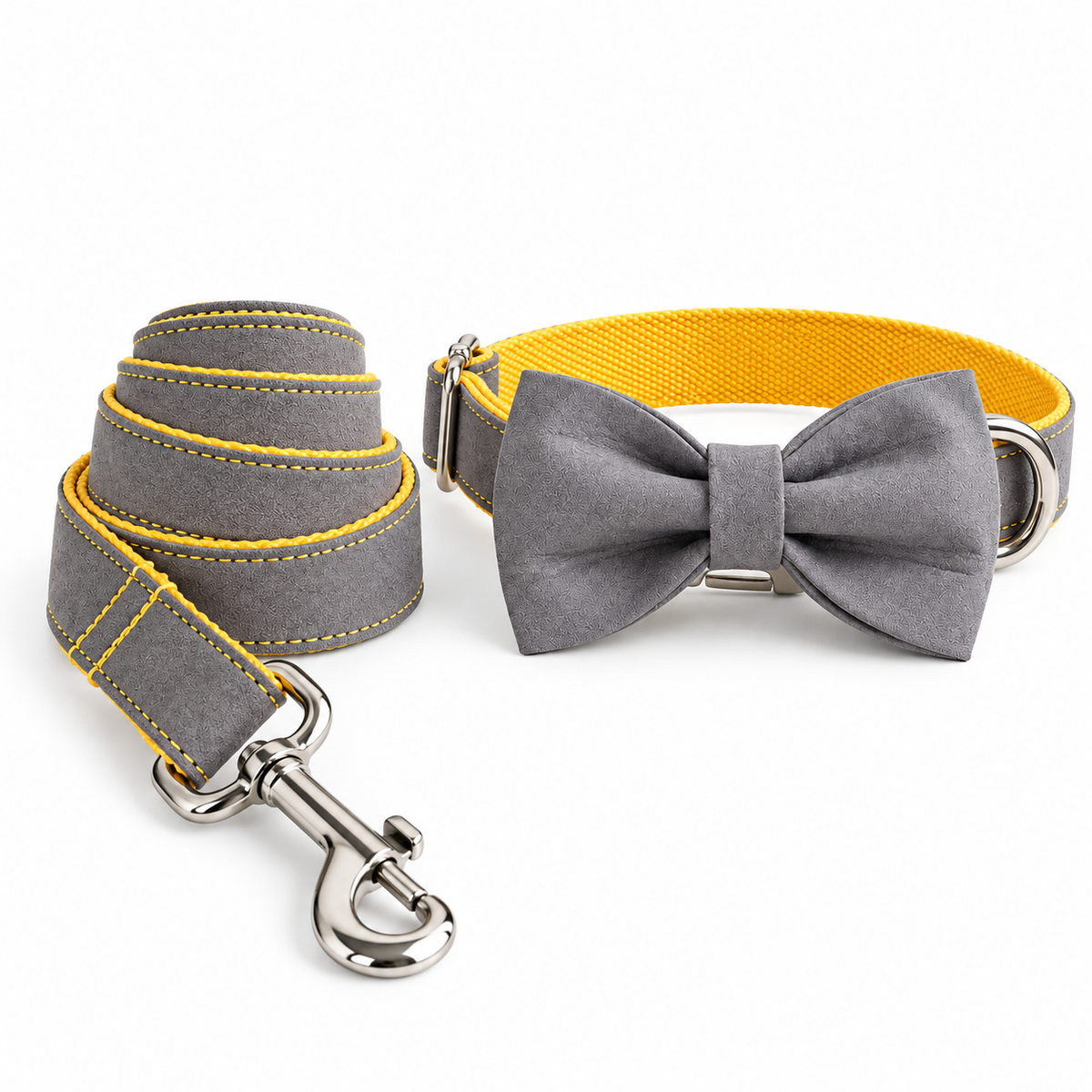 Velvet Dog Leash Set with Collar & Bow Tie | XS–XL