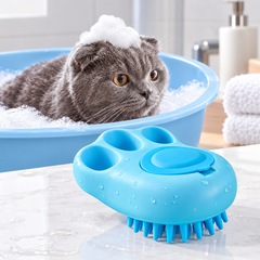 Durable Cat Paw Bath Brush Fine Foaming Labor-saving Cartoon Shape Pet Dog Cat Pet Hair Grooming Brush Reusable Dog Hair Comb Pet Products