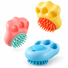 Durable Cat Paw Bath Brush Fine Foaming Labor-saving Cartoon Shape Pet Dog Cat Pet Hair Grooming Brush Reusable Dog Hair Comb Pet Products
