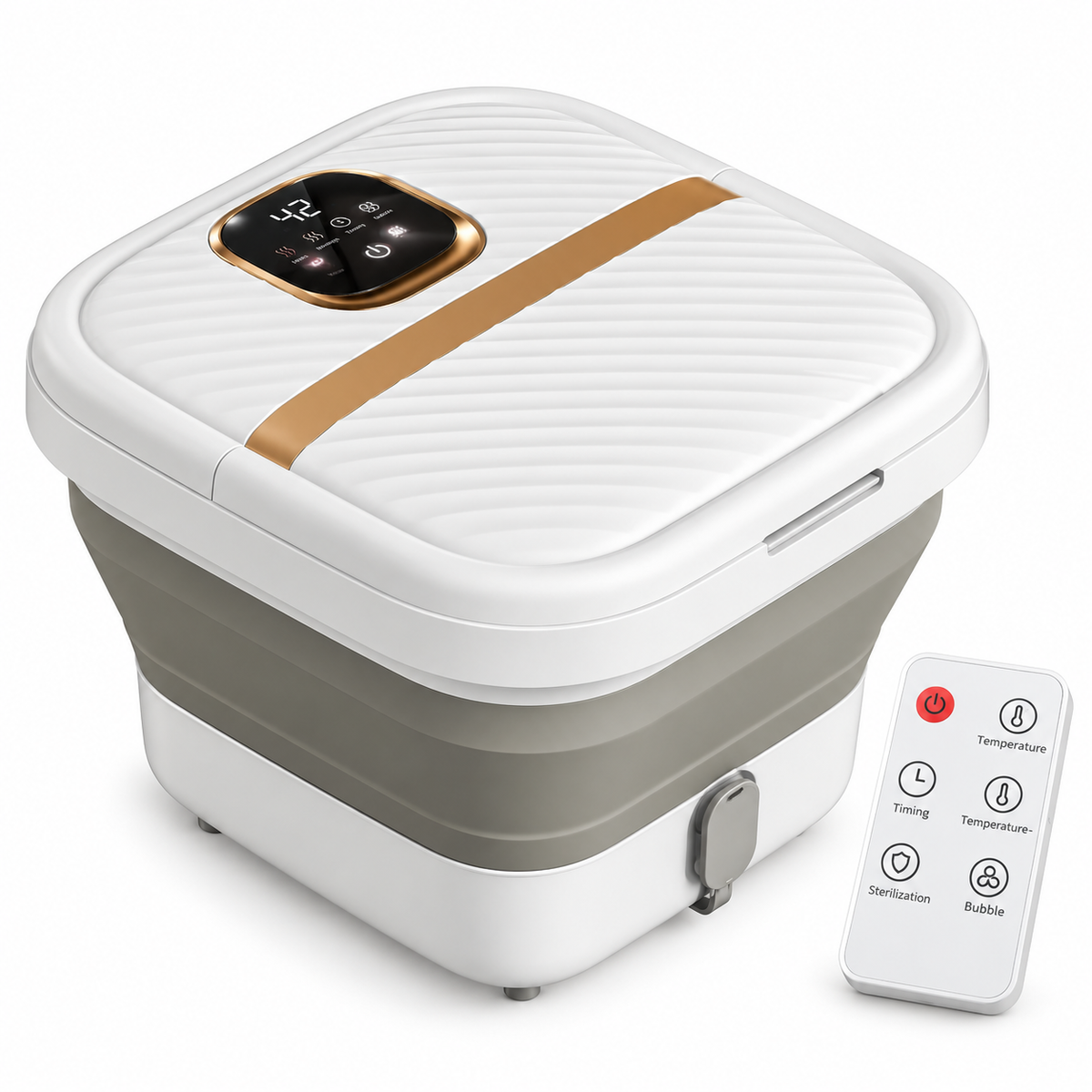 Folding Foot Bath Tub with PTC Heater & Remote Control | 110V