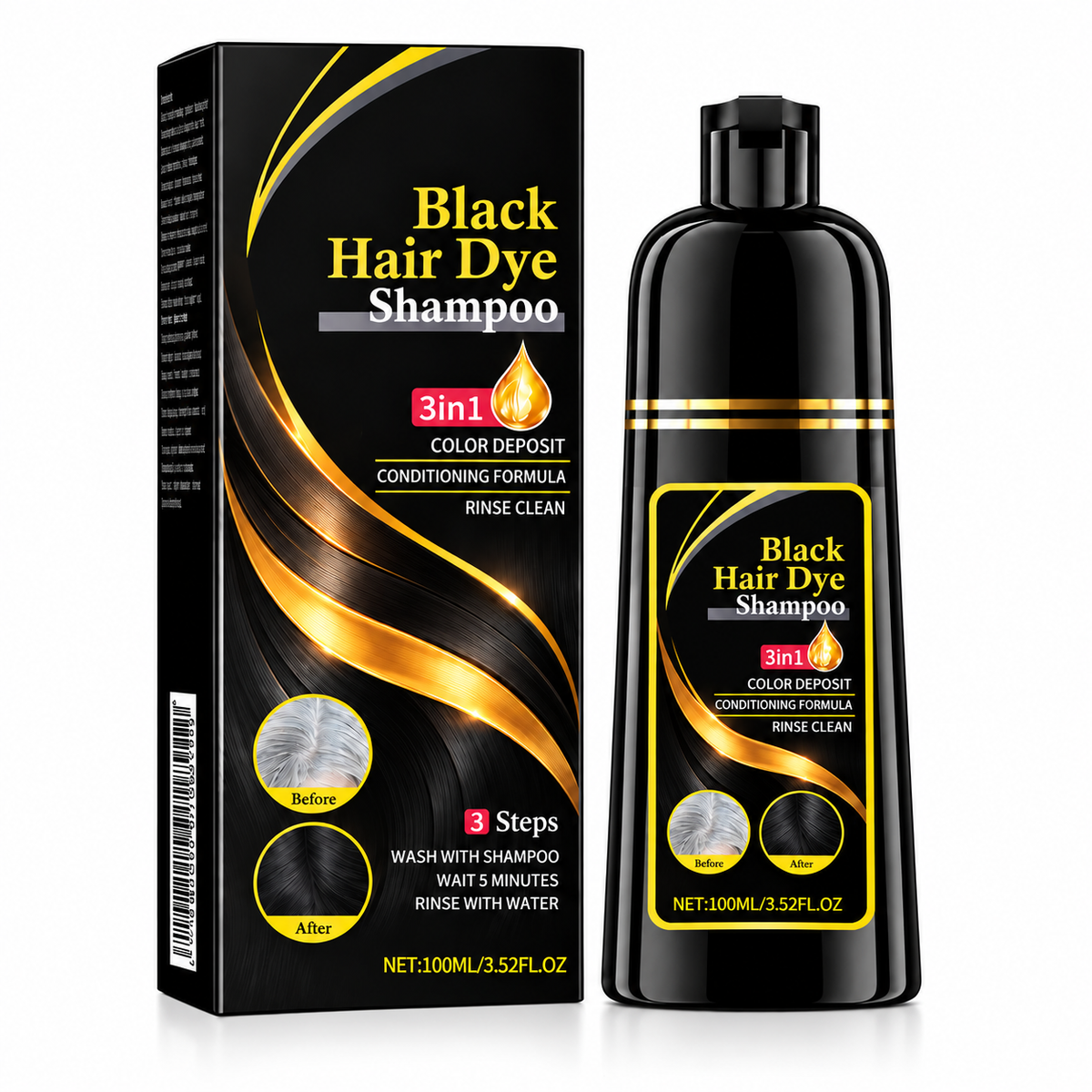Black Hair Color Shampoo | Herbal Extract Formula | 100ml