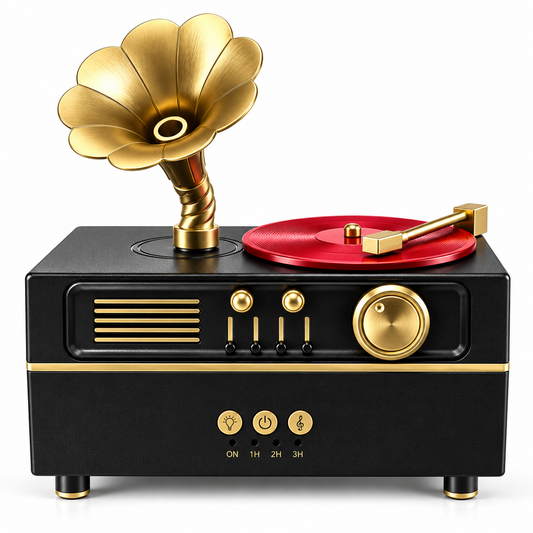 Retro Phonograph Ultrasonic Mist Diffuser & Bluetooth Speaker | Air Humidifier | Decorative Piece