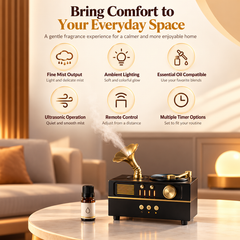 Retro Phonograph Ultrasonic Mist Diffuser & Bluetooth Speaker | Air Humidifier | Decorative Piece