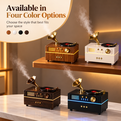Retro Phonograph Ultrasonic Mist Diffuser & Bluetooth Speaker | Air Humidifier | Decorative Piece