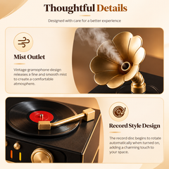 Retro Phonograph Ultrasonic Mist Diffuser & Bluetooth Speaker | Air Humidifier | Decorative Piece
