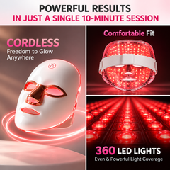 Touch-Control Multi-Color LED Light Therapy Face Mask | Radiant & Refreshed-Looking Skin | Rechargeable