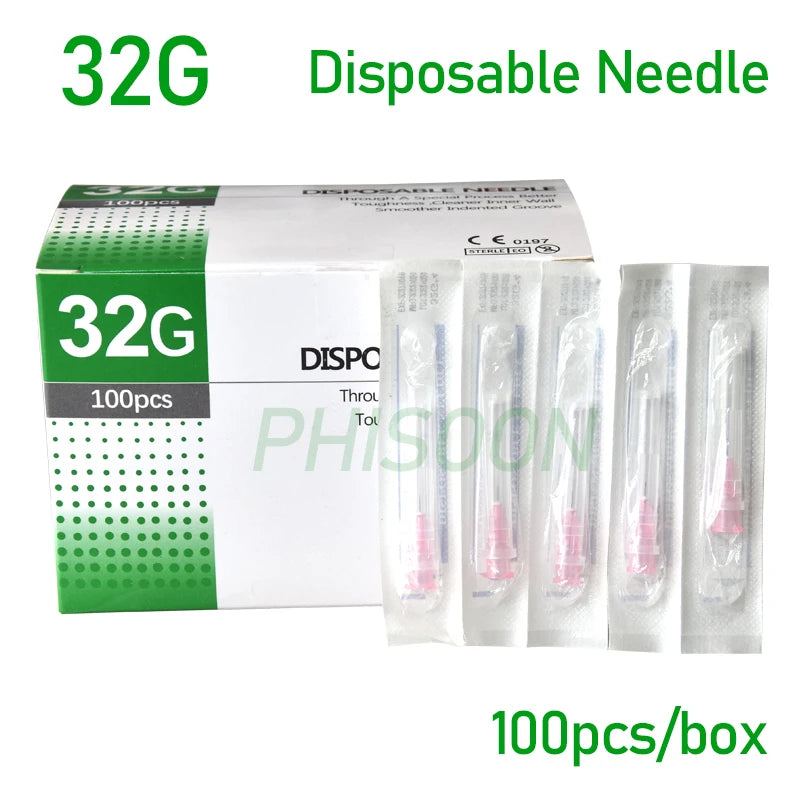 100pcs Painless small needle painless beauty ultrafine 32G * 4mm , 32G * 13mm syringes Korean Needles Eyelid Tools Entige
