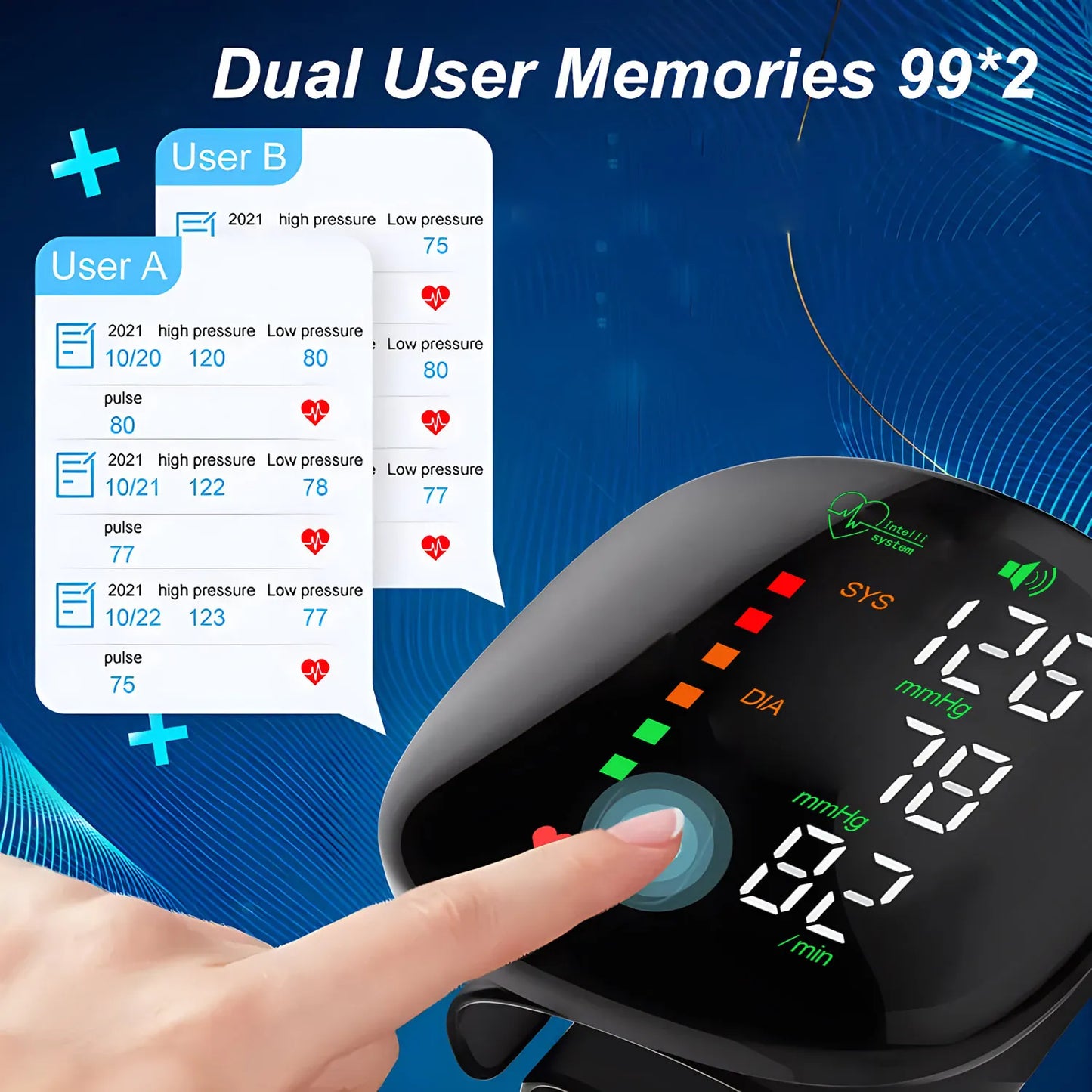 Portable Automatic Wrist Voice Blood Pressure Monitor Digital One Button Blood Pressure Monitor Machine Tonometers for Home Use Entige