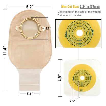 Colostomy Bags Two-Piece Drainable | 57mm Ostomy Pouches with Odor Filter