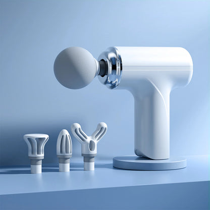 A Portable Electric Fascia Massage Gun, 4 Replaceable Massage Heads, 6-Speed Mode Adjustment, Deep Tissue Impact Muscles, Reliev Entige