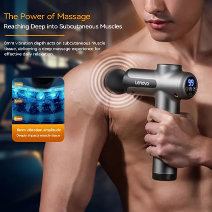 Lenovo Massage Gun — 8 Heads, 99-Speed Wireless Deep Tissue Relief Entige