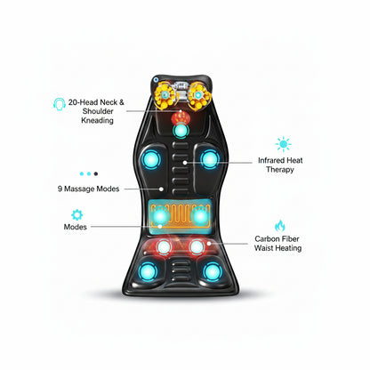 Massage device with features highlighted on a dark background