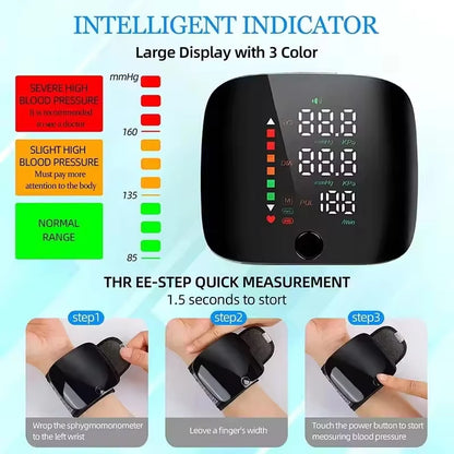 Portable Automatic Wrist Voice Blood Pressure Monitor Digital One Button Blood Pressure Monitor Machine Tonometers for Home Use Entige