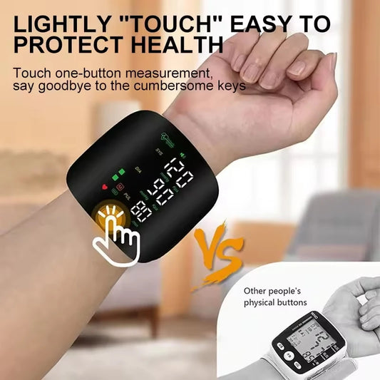 Portable Automatic Wrist Voice Blood Pressure Monitor Digital One Button Blood Pressure Monitor Machine Tonometers for Home Use Entige