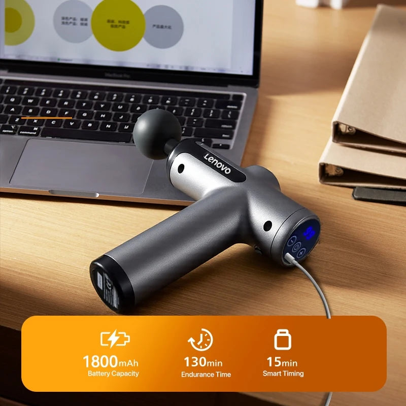 Lenovo Massage Gun — 8 Heads, 99-Speed Wireless Deep Tissue Relief Entige