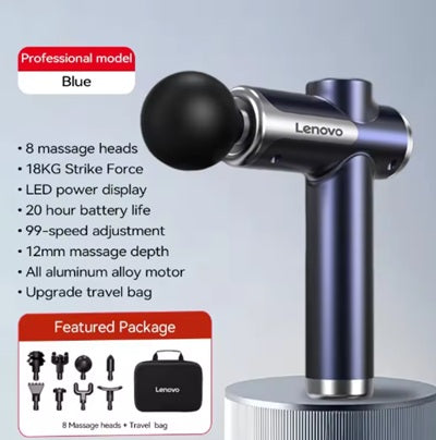 Lenovo Massage Gun — 8 Heads, 99-Speed Wireless Deep Tissue Relief Entige