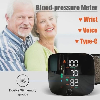Wrist Blood Pressure Monitor — Voice, One-Button & Data Storage